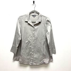 Habitat Clothes To Live In Womens Gray Hidden Placket Tunic Button Up Shirt S